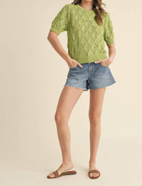 &Merci - embroidered flower short sleeve sweater