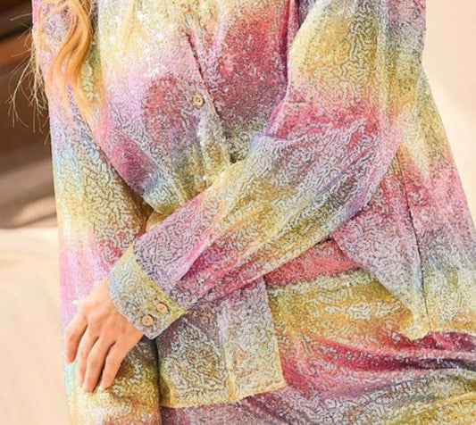 Main Strip - Steffie Sequin Long Sleeve Top