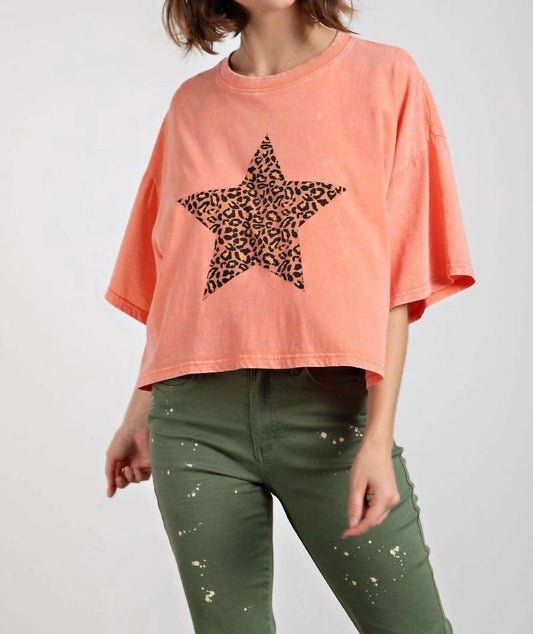 Easel - Oversize Crop Star Top