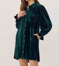 Jodifl - Women's Corduroy Velvet Shirt Dress