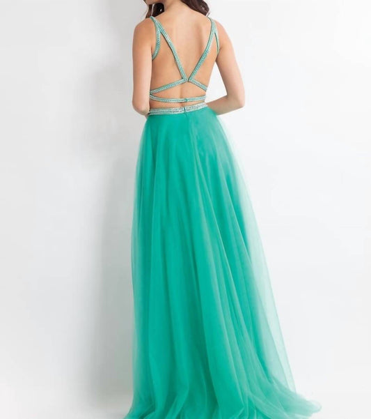 Rachel Allan - Two-piece Sequin Tulle Evening Gown