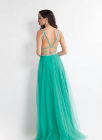 Rachel Allan - Two-piece Sequin Tulle Evening Gown