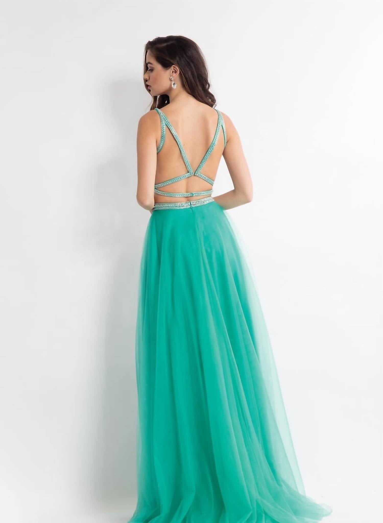 Rachel Allan - Two-piece Sequin Tulle Evening Gown