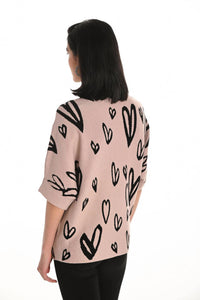 Frank Lyman - Brisa Mock Neck Heart And Rhinestone Embellished Pullover Sweater