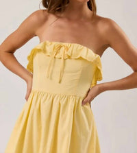 Le Lis - Strapless Eyelet Scallop Hemline Detail Mini Dress