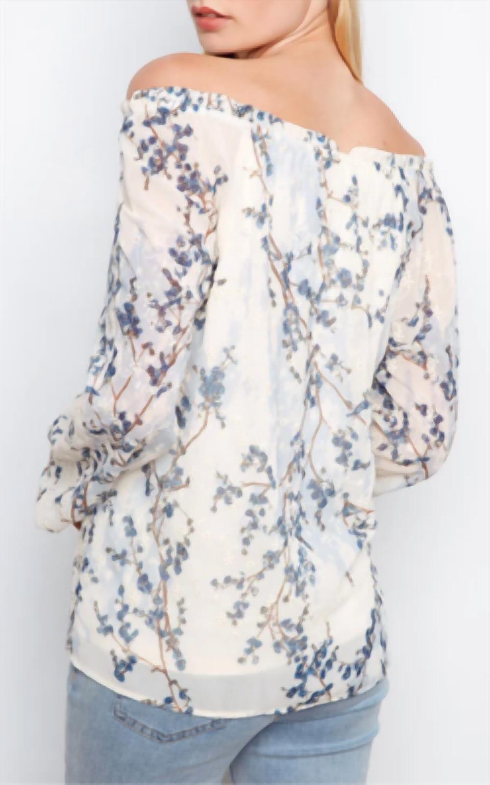 Charlie B - Printed Eyelet Off-Shoulder Blouse