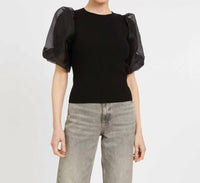 CABALLERO Alina Puff Sleeves Top in black - women's blouse