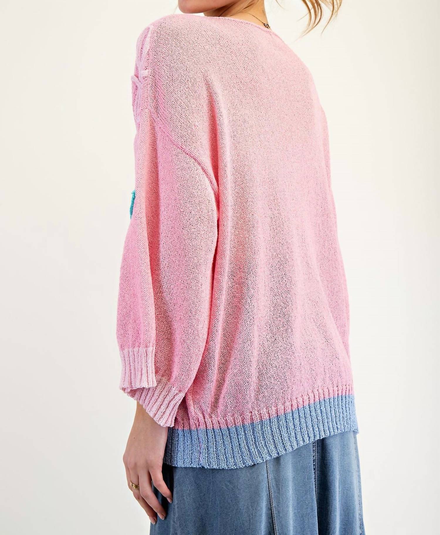 Easel - Flower Knit Sweater Tunic