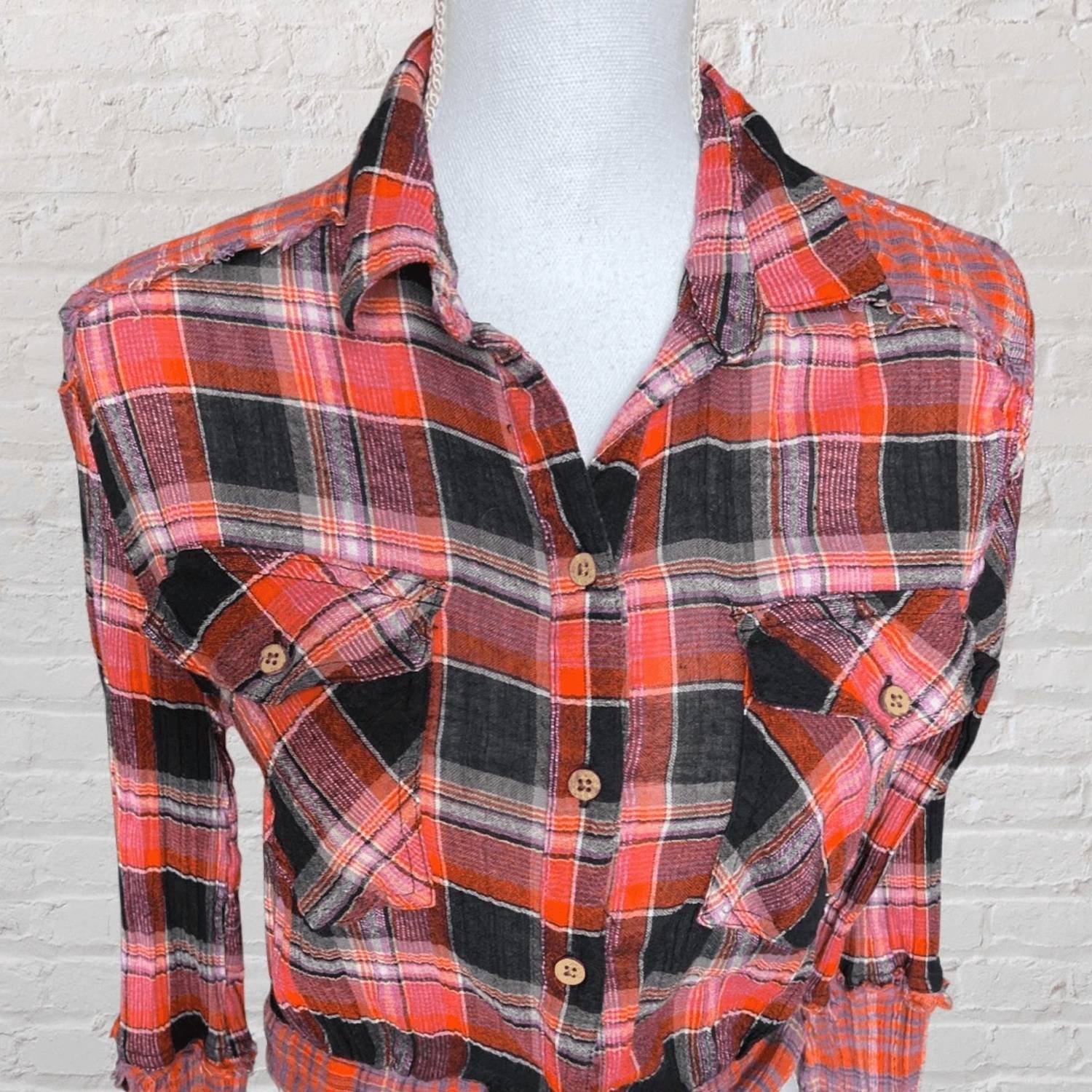 Free People First Bloom Plaid Shirt in red - women's shirt - view 7
