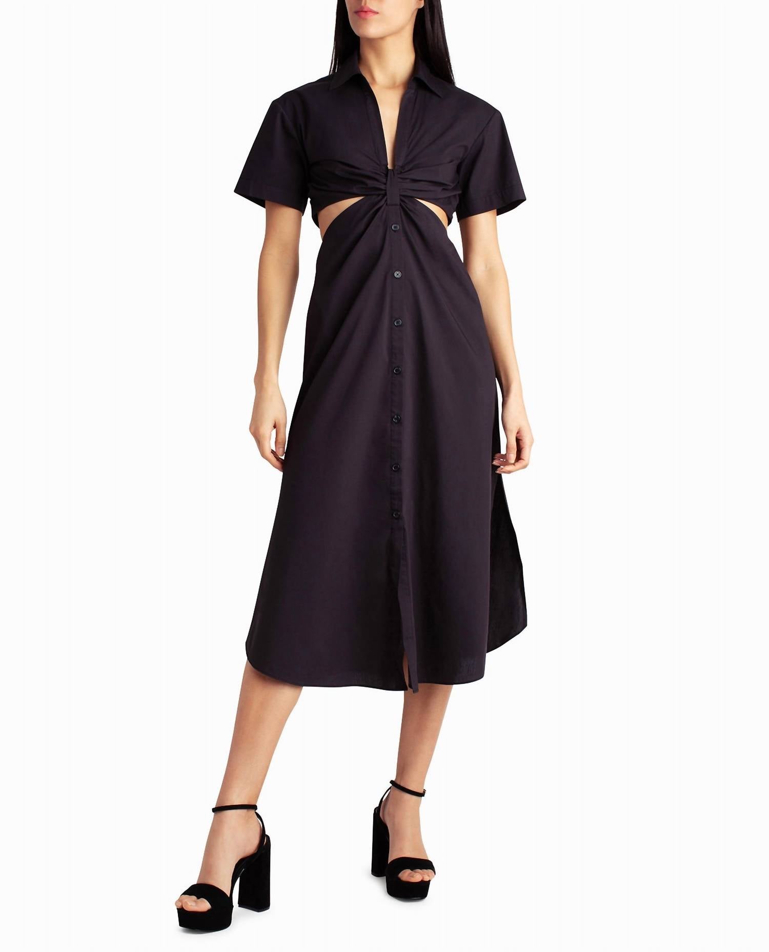Nicole Miller - Caroline Poplin Midi Shirt Dress