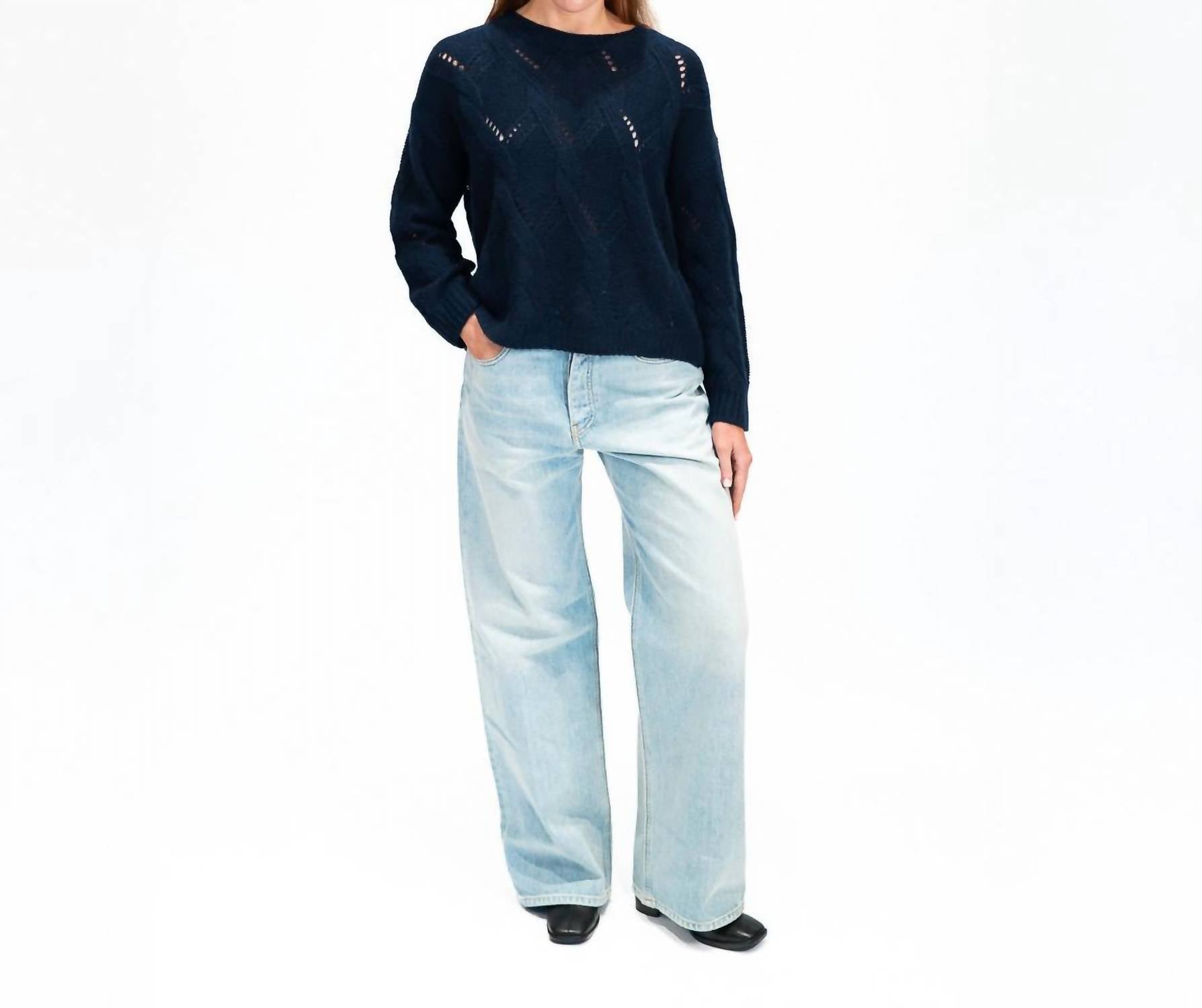 Sablyn - Gia Slouchy Cable Knit Crewneck Sweater