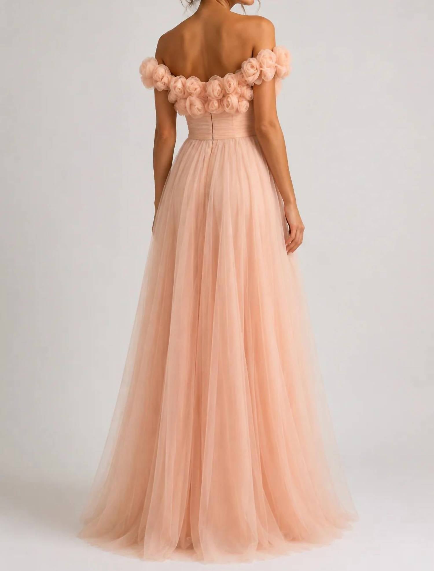 Sherri Hill - Rosette Off Shoulder Tulle Ball Gown