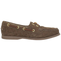 Sebago Women's Coast Two Eye Quilted Boat Shoes in brown - women's flats - detail view