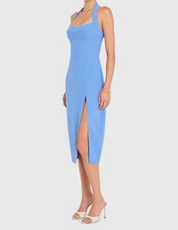 Amanda Uprichard Antonella Midi Dress in blue - women's dress - detail view