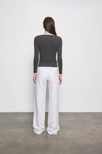 Enza Costa - COTTON STRIPE CLASSIC LONG SLEEVE TEE