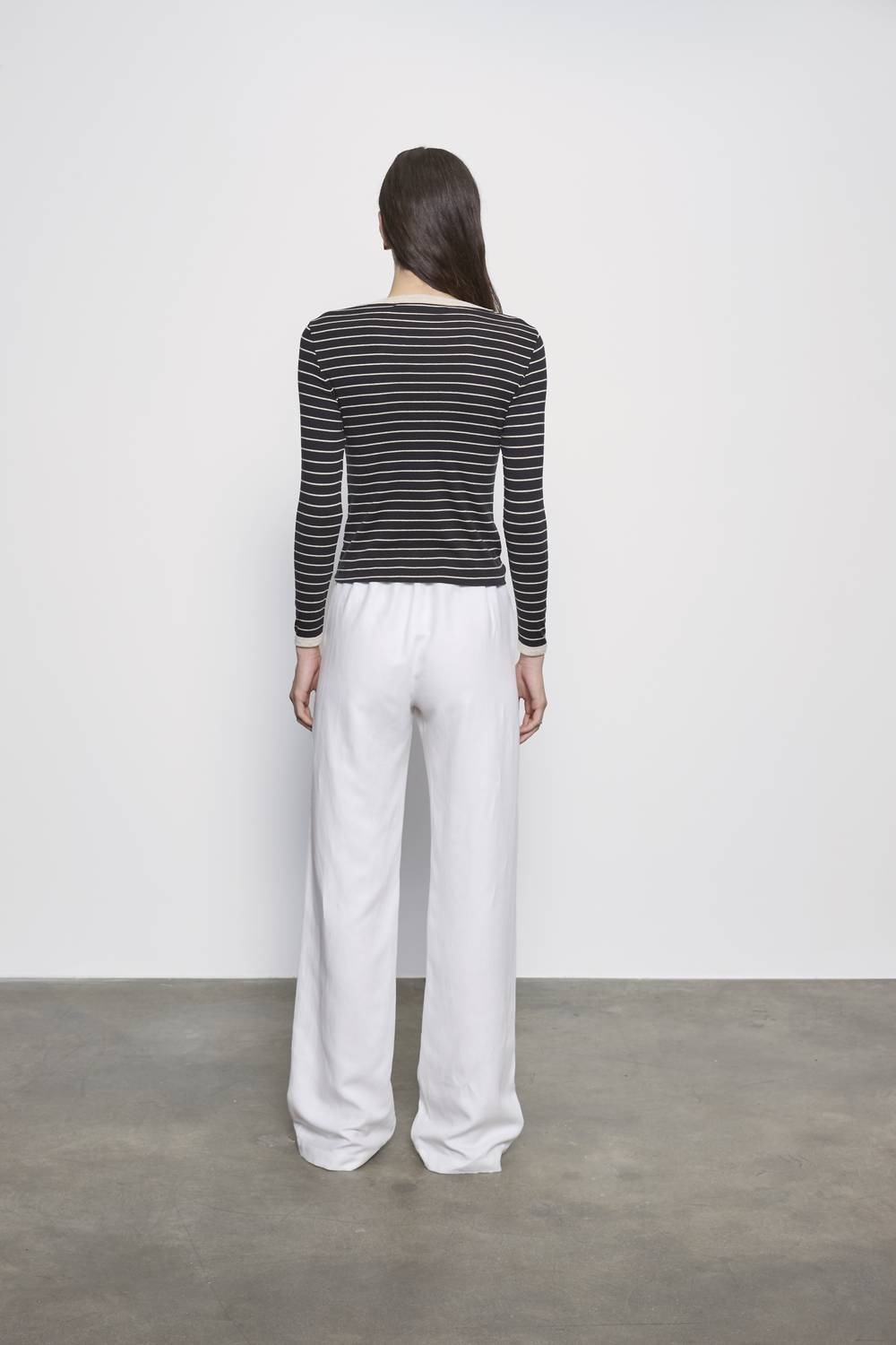 Enza Costa - COTTON STRIPE CLASSIC LONG SLEEVE TEE