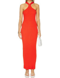 Line And Dot - Lucky Halter Knit Maxi Dress