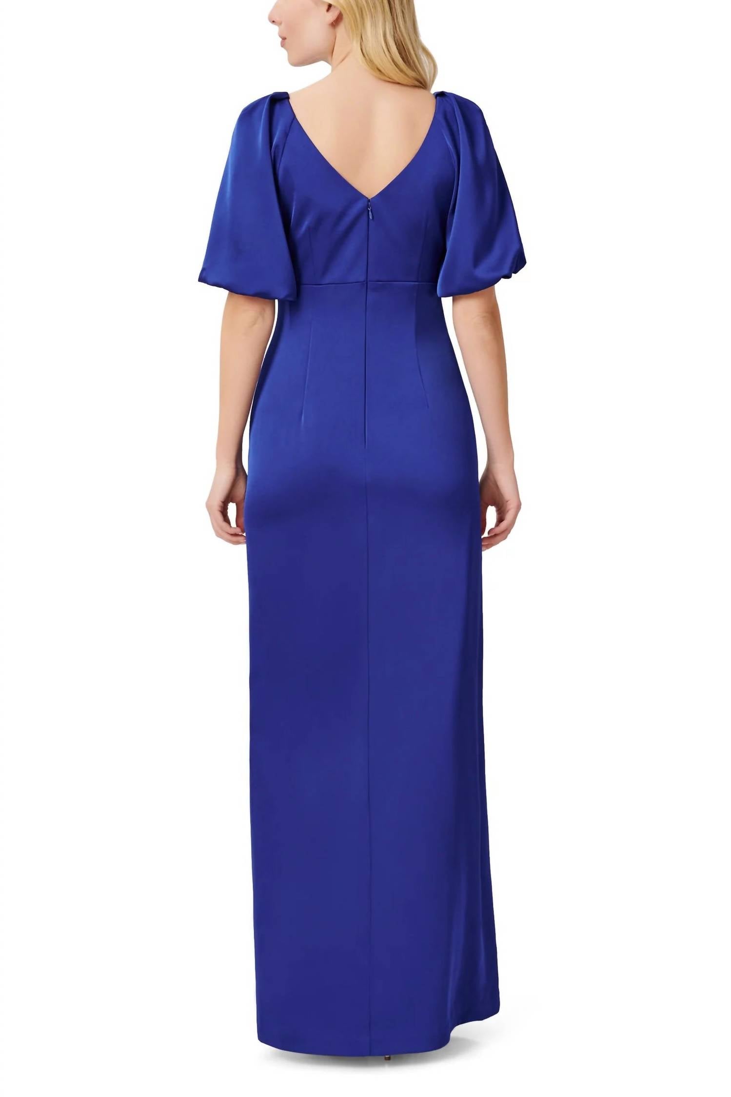 Aidan Mattox - Women's Front Slit Opening Long Satin Dress