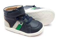 OLDSOLES Boy's 8028 Upper Ground Sneakers in navy gris neon green - kids' sneaker - view 4