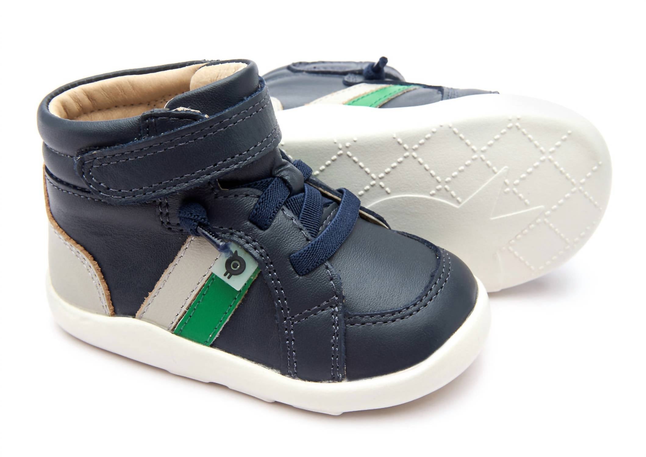 OLDSOLES Boy's 8028 Upper Ground Sneakers in navy gris neon green - kids' sneaker - view 4