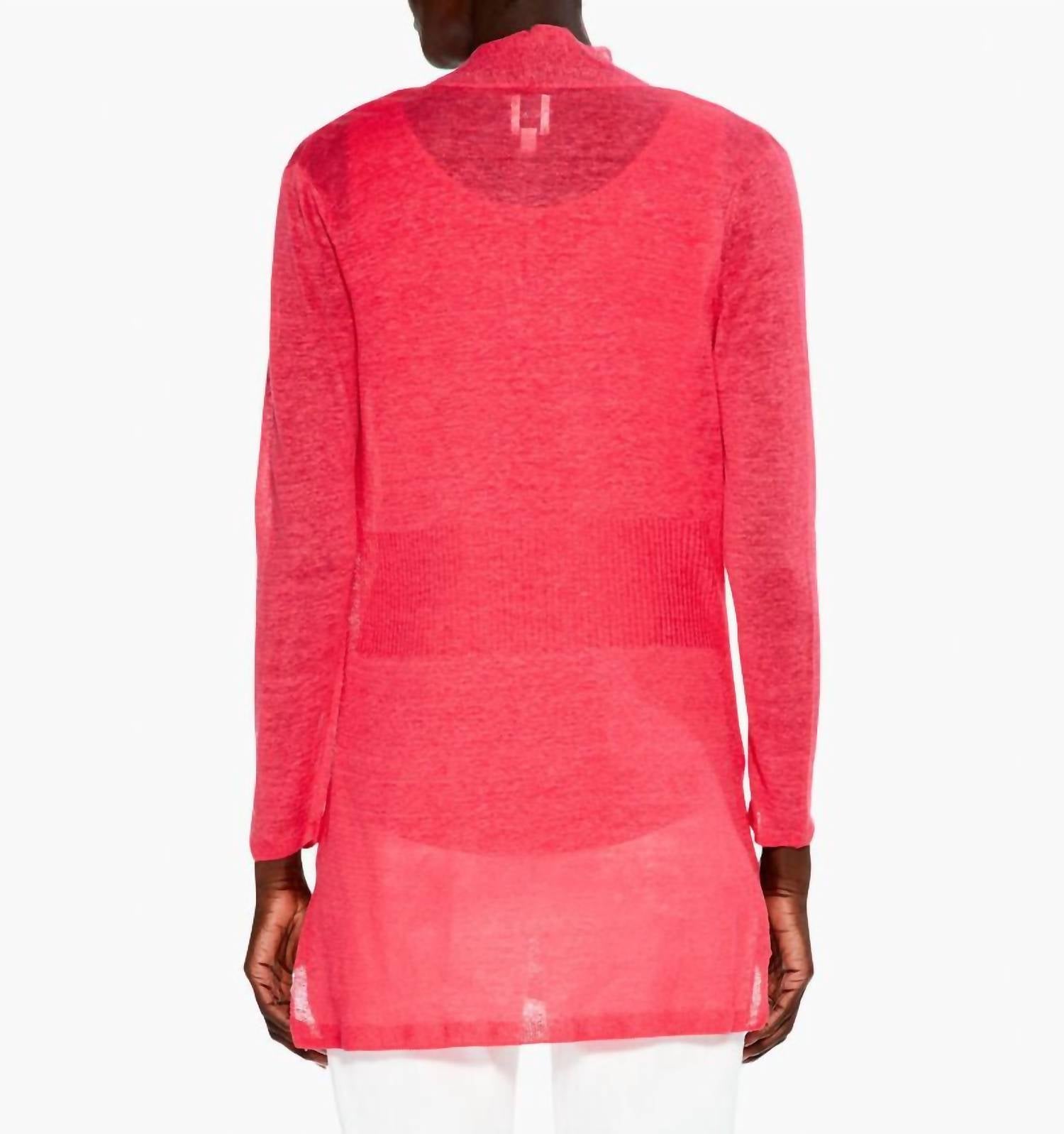 Nic + Zoe Pippa Lightweight Long Back Of The Chair Cardigan in paradise pink - women's cardigan - alternate view