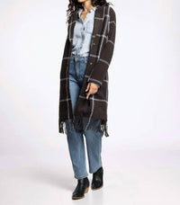 Thread & Supply Luciana Staple Coat in dark fudge plaid - women's jacket - alternate view