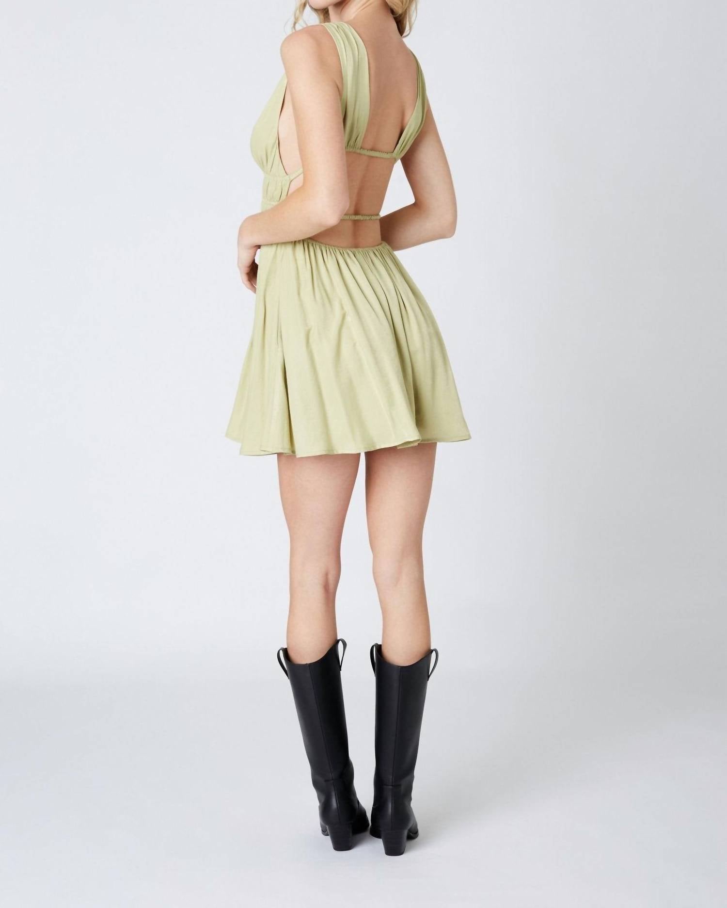 Cla - V-Neck Dress with Open Back