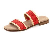 CHARLESTON SHOE CO. Women's Majorca Slip On Sandals in red jute - women's sandal