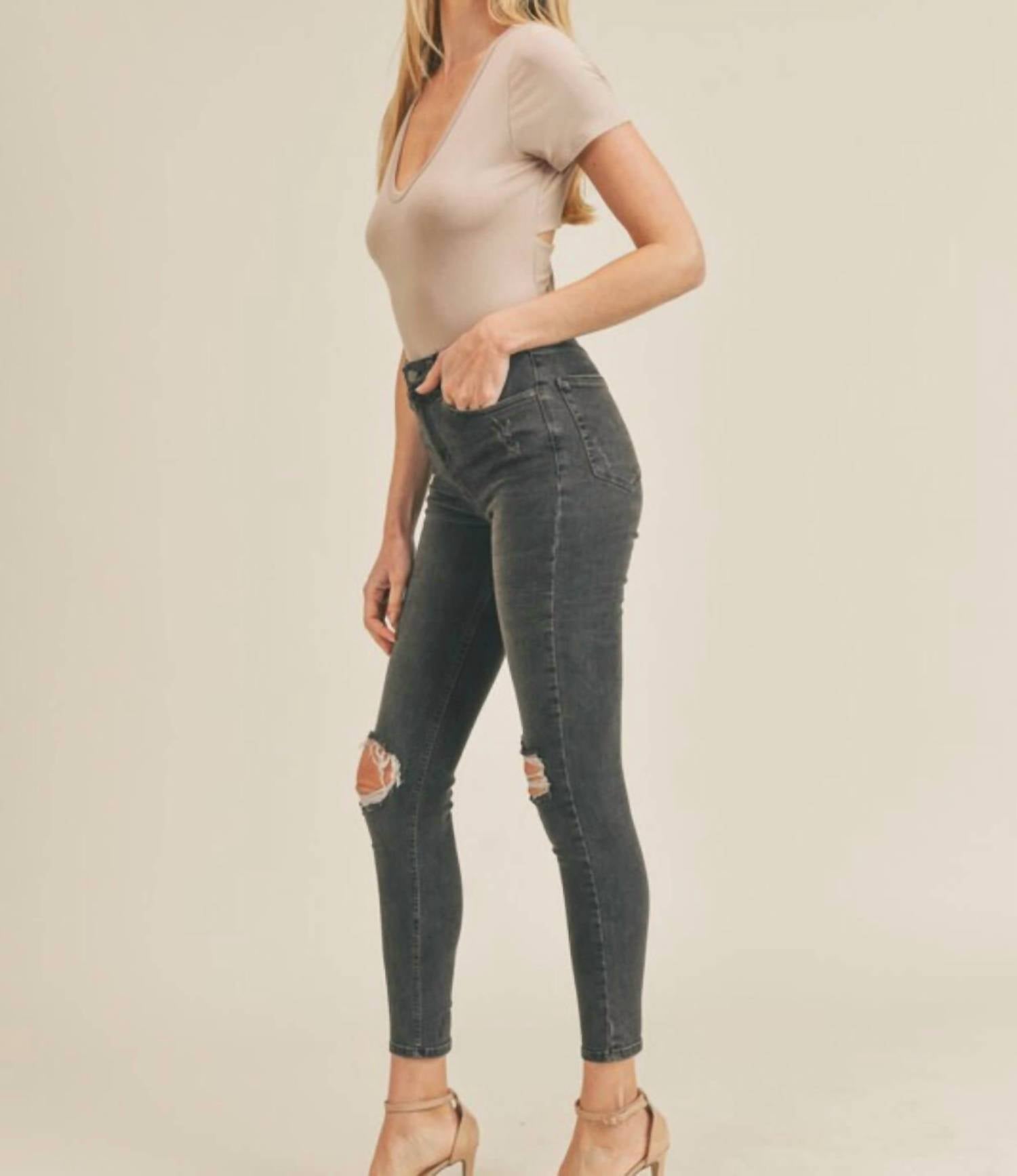 Wasabi + Mint - Talyn Double Layered U-neck Twist Back Bodysuit
