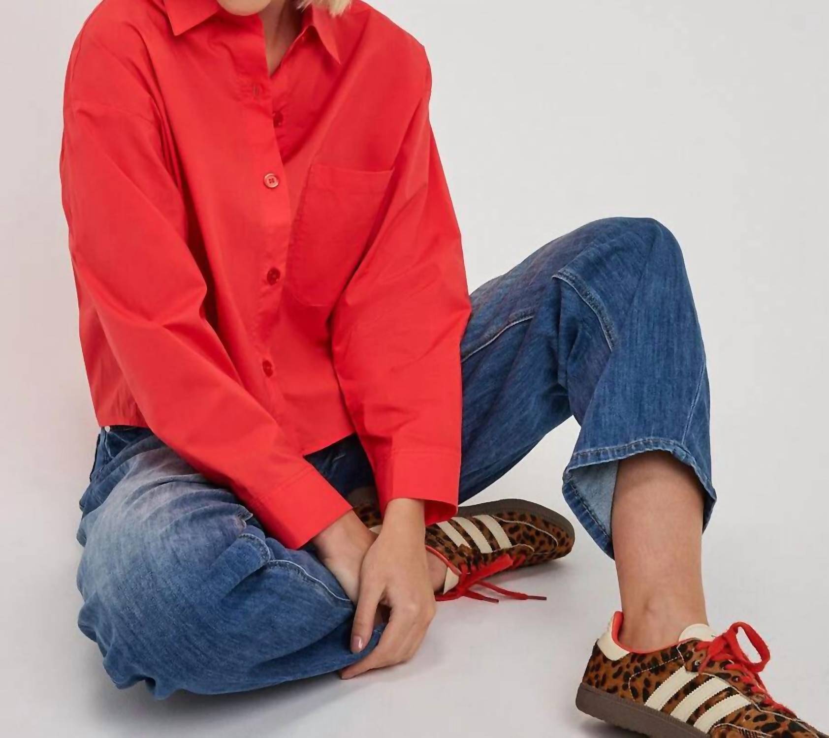 Esqualo - Caro Cropped Folded Cuff Blouse