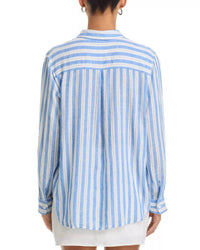 Rails Charli Button Up Shirt in atlantis stripe - women's long sleeve top - detail view