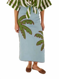 Farm Rio - Embroidered Palm Tree Maxi Skirt