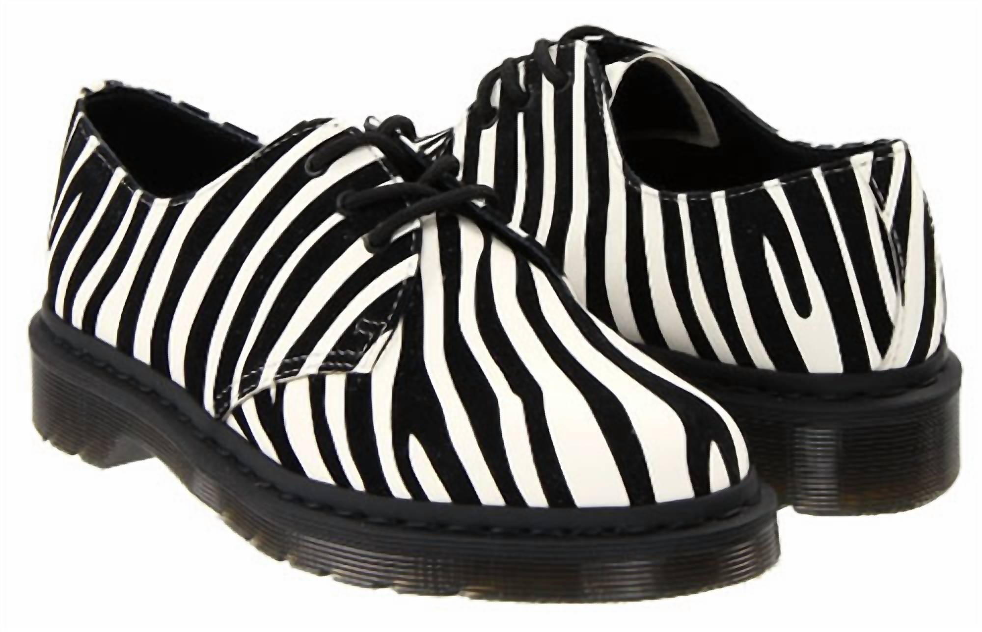 Dr. Martens Women's Zebra Leather Shoes in winter white black - women's heels