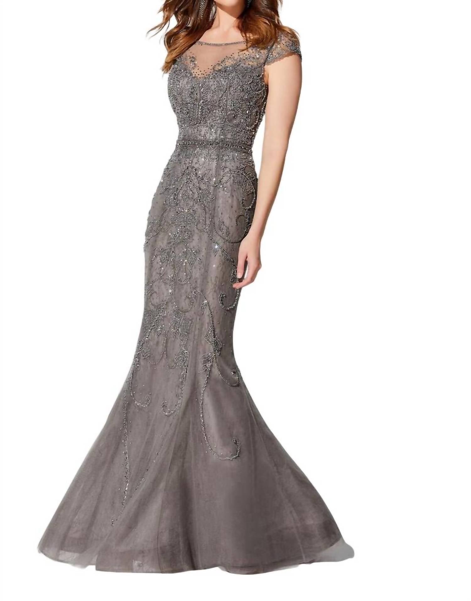 Ivonne D Exclusively For Mon Cheri Dress in charcoal nude - women's dress
