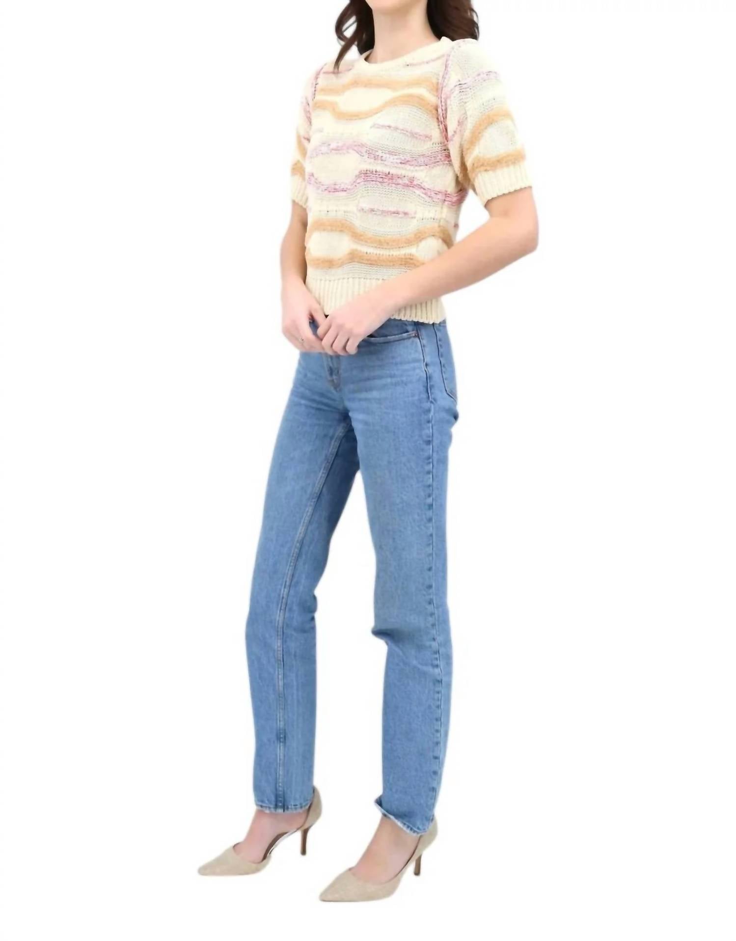 Sita Murt - Open Weave Crew Short Sleeve Striped Top