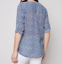 Charlie B - Henley Roll Up Sleeve Blouse