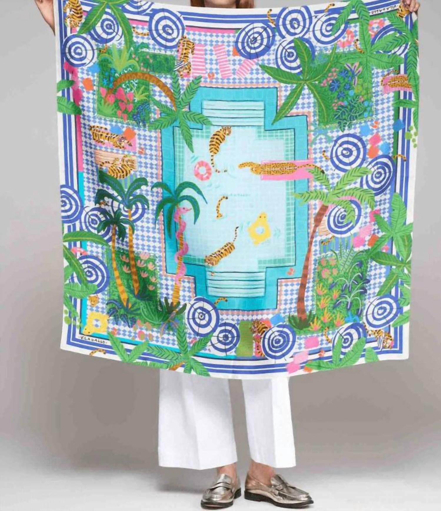 Vilagallo - FOULARD Piscina Tropical Print Silk Scarf