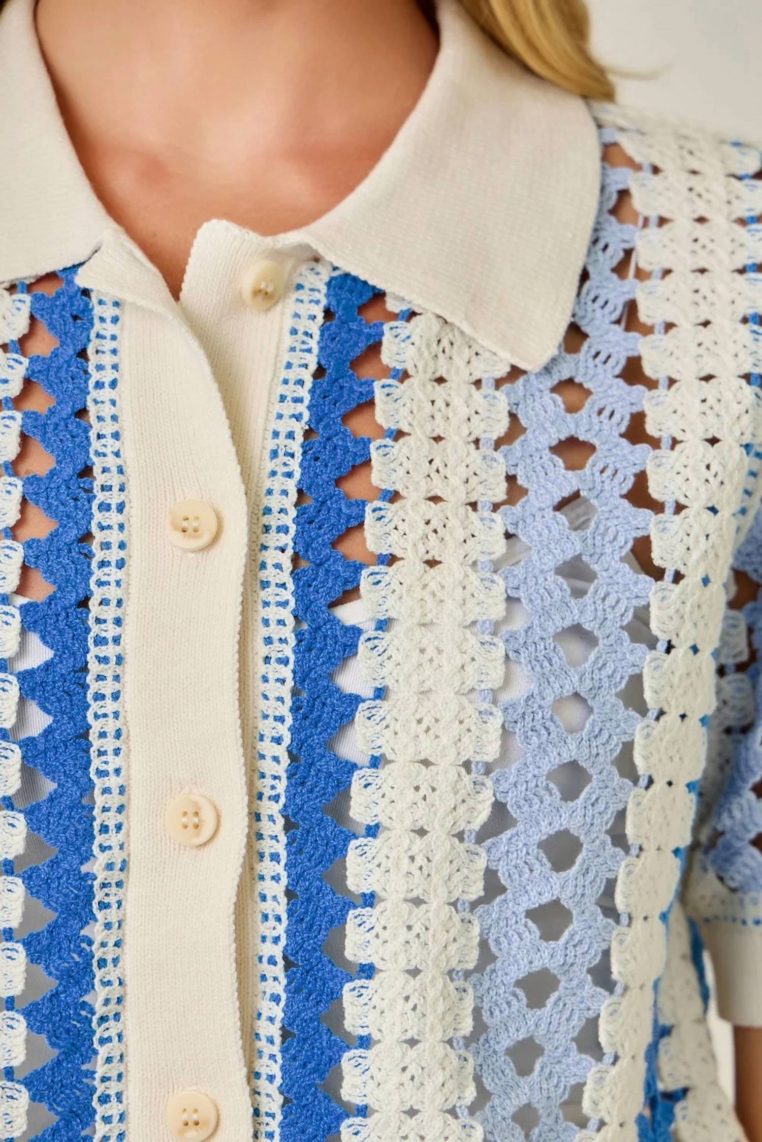 Mystree - Crochet Buttoned Polo Knit Shirt