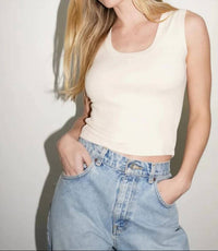 Lna - Deep U Ribbed Tank Top
