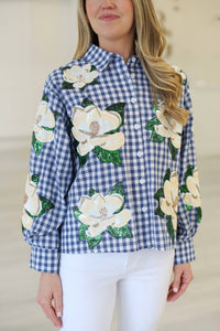 Queen Of Sparkles - Magnolia Button Up Top