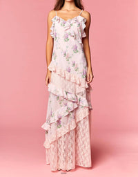 Rawyalty - Floral Lace Ruffle Maxi Dress