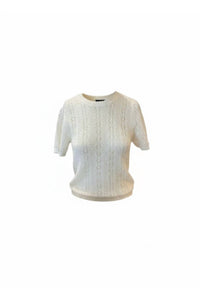 DÔEN Monica Short Sleeve Sweater in swan - women's sweater - view 5