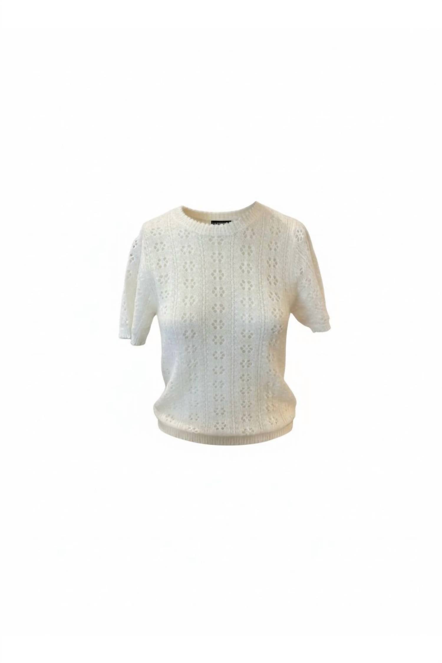 DÔEN Monica Short Sleeve Sweater in swan - women's sweater - view 5