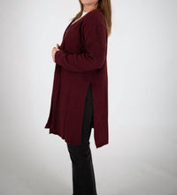 Cozy Casual - Curvy Knit Cardigan With Side Slits - Plus