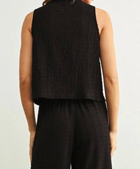 Miou Muse - Textured Lightweight Crinkled Texture Waistcoat