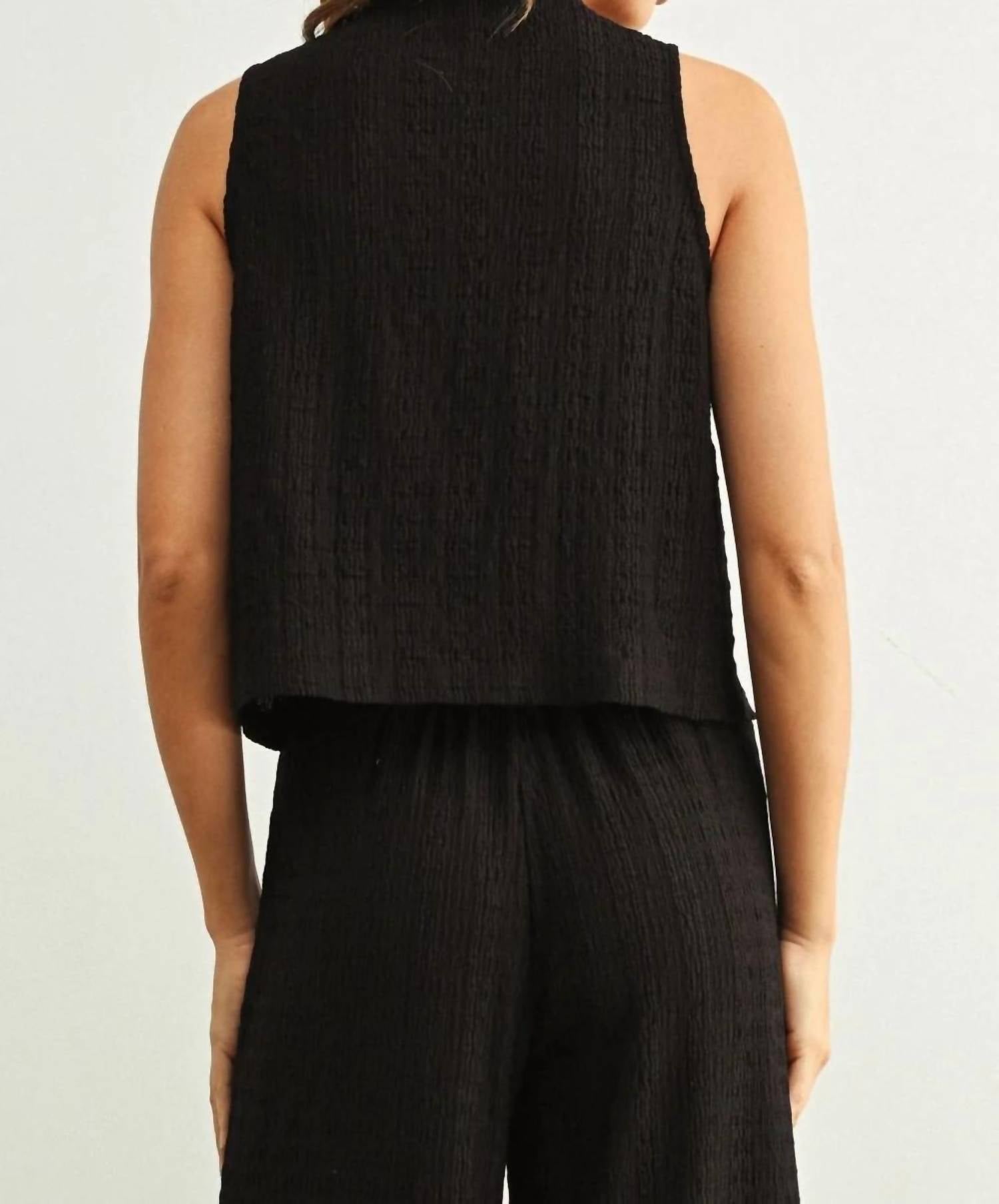 Miou Muse - Textured Lightweight Crinkled Texture Waistcoat