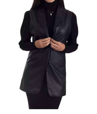 Nine West - WOMEN'S FAUX LEATHER SLEEVELESS BLAZER