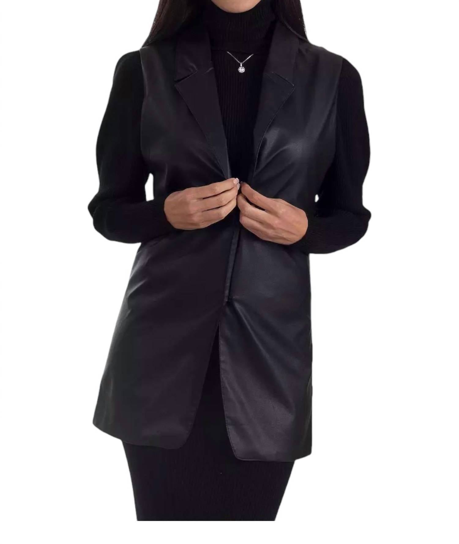 Nine West - WOMEN'S FAUX LEATHER SLEEVELESS BLAZER