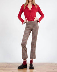 Avenue Montaigne Leo Flare Cut Pants in houndstooth check - women's pants