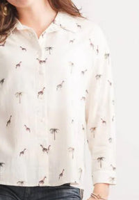 Papillon - Giraffe Printed Collared Button Front Shirt